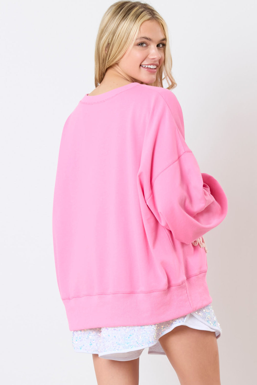 Pink Touch Down Rugby Thread Embroidery Sweatshirt