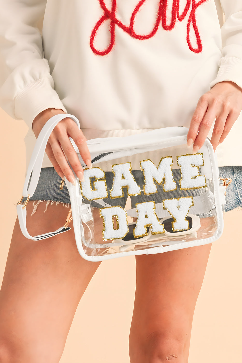 Black Chenille GAME DAY Pattern Clear Bag