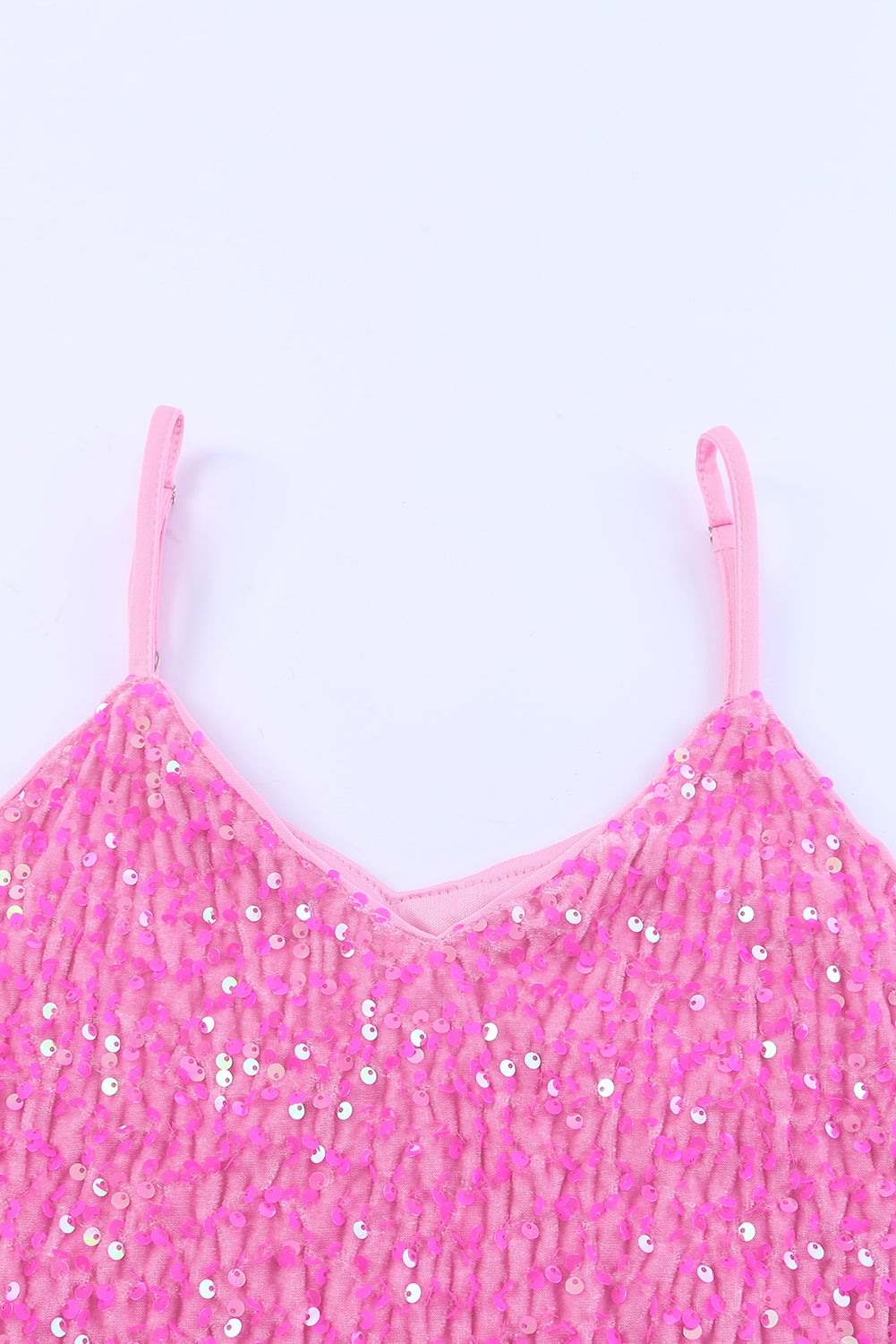 Pink Sexy Shiny Sequin Spaghetti Strap Cami Top