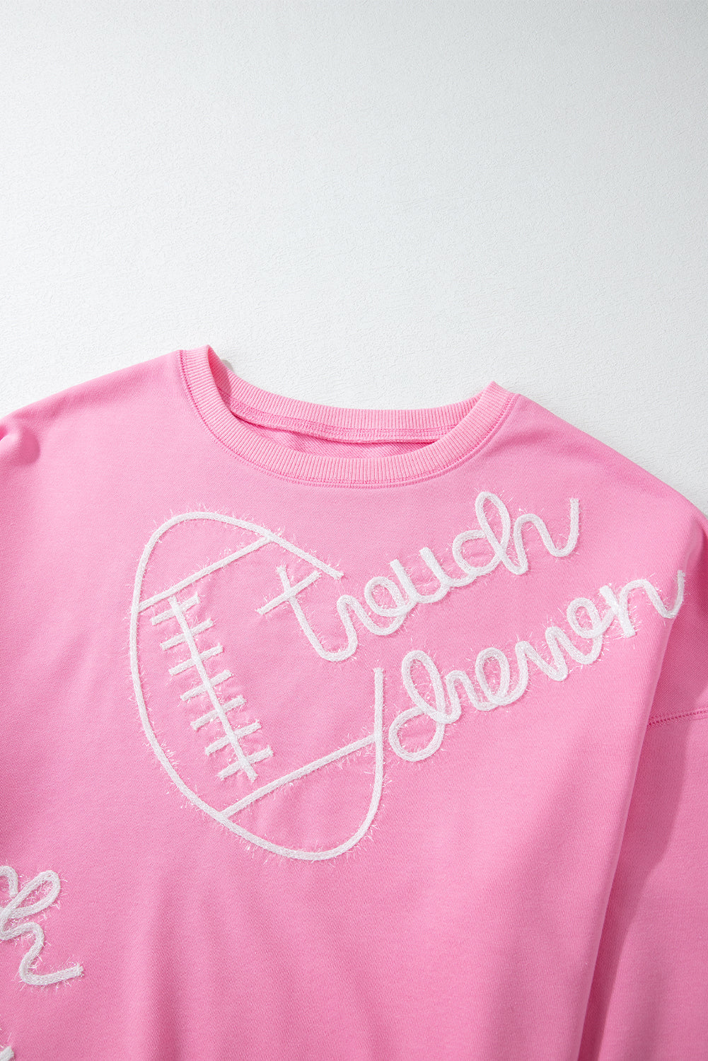 Pink Touch Down Rugby Thread Embroidery Sweatshirt