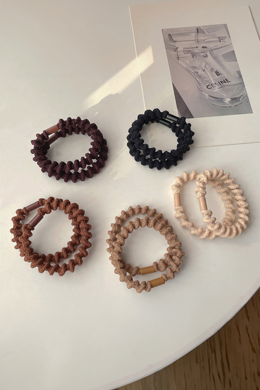 Coffee 5pcs Spiral High Elastic Hair Tie