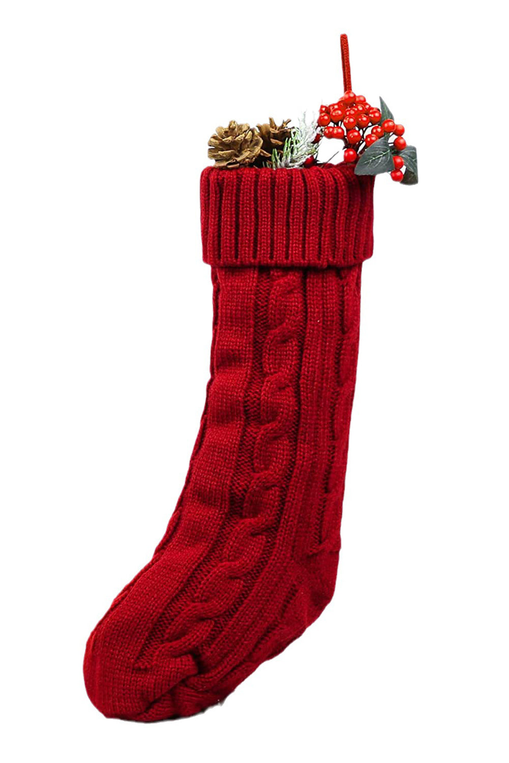 Red Textured Knit Christmas Stocking Ornament